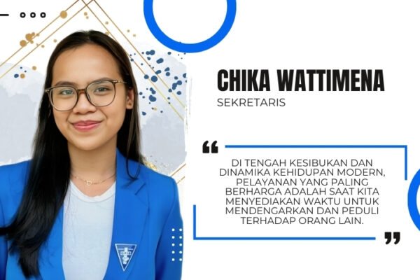 Potret Sekretaris GP GPIB Kinasih: Bertugas dalam administrasi dan dokumentasi, mendukung kelancaran kegiatan Gerakan Pemuda.